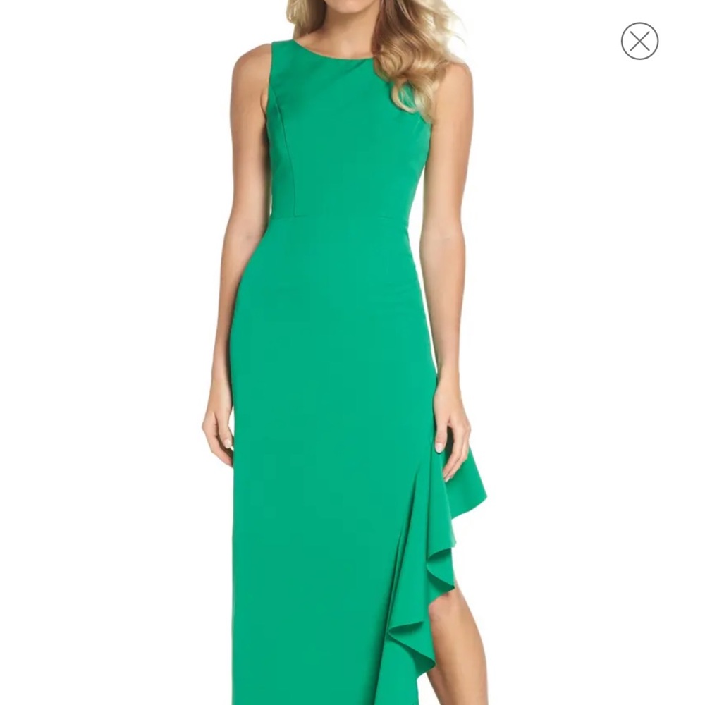 Vince Camuto one sided ruffle gown